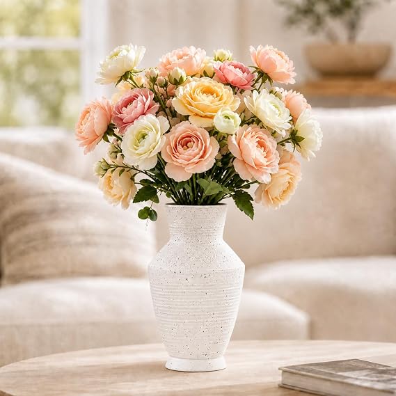 Nawaza Ceramic Flower Vase Small Farmhouse Table Decor Vase White V11