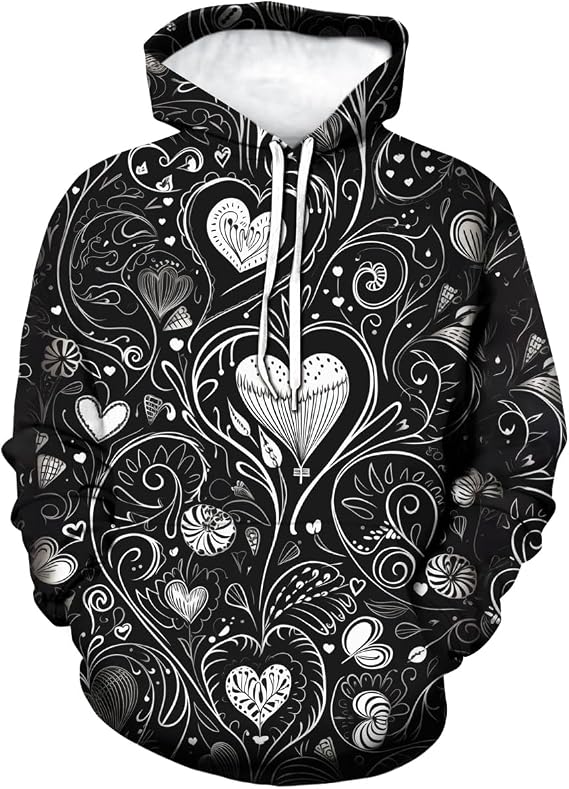 Men's Novelty 3D Printed Graffiti Hoodies Graffiti Hoody Sweatshirt Funny Pullover Hip Hop Top