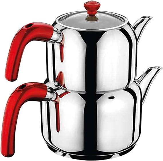 Hascevher 18/10 Stainless Steel Turkish Teapot Team Induction Compatible (2.5 Liter)