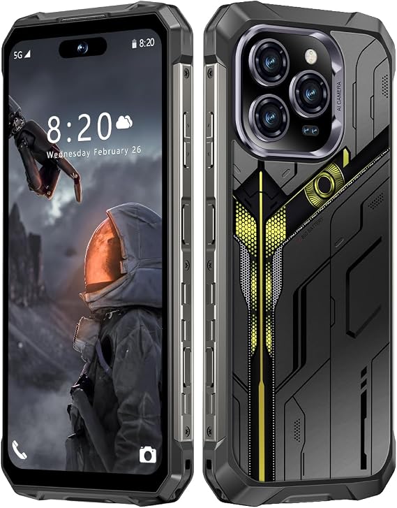 Huness 16 Ultra 32+1TB Rugged Armor Unlocked Cell Phone,Smartphone 6.99" HD Screen Android 15 Battery 22000mAh Unlocked Phone (Black, A_32+1TB)