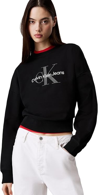 Calvin Klein Women’s Round Neck Monologo French Terry Sweatshirt