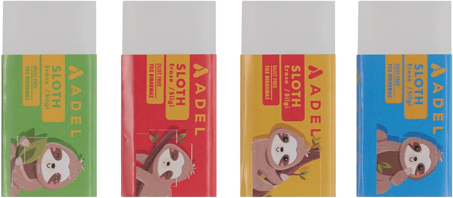 ADEL Sloth Eraser, PVC-Free, 30-Piece Assortment