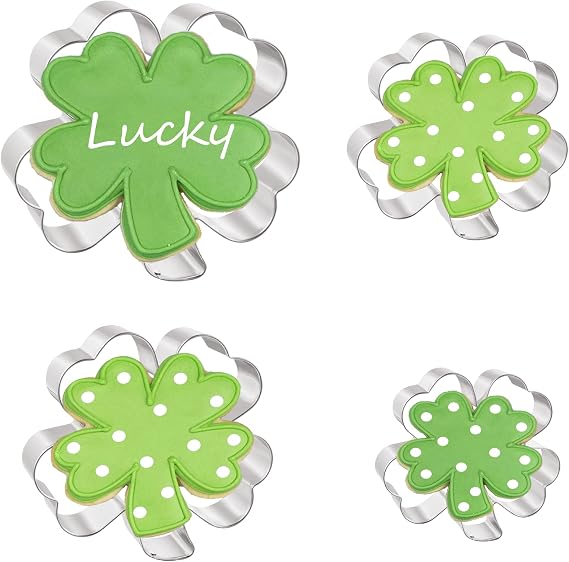 JOB JOL Four Leaf Clover Cookie Cutters 4 PCS, 1.5'' to 4''