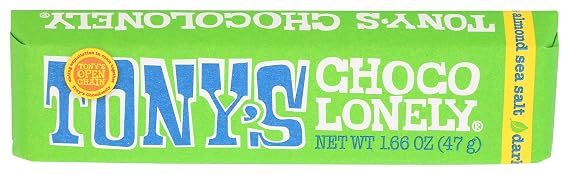 Tony's Chocolonely, Bar Chocolate Dark Almond Sea Salt 51%, 1.7 Ounce