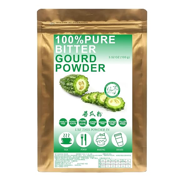 Plant Gift 100% Pure Balsam Pear Powder Natural Bitter Melon Flour, Karela Powder for Drinks, Smoothie, Cakes and Beverages, Non-GMO Powder, No Filler, No additives 100G/3.25oz