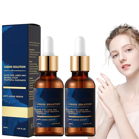 Facial Serum, Liquid Solution Anti Aging Serum, Promotes Skin Collagen Production, Diminishes Fine Lines & Wrinkles(2pcs)