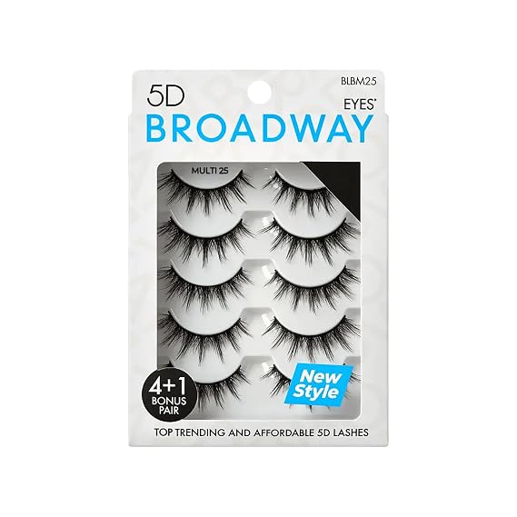 Broadway Eyes Strip False Eyelashes Multipack Fake Eyelashes Natural to Dramatic Look Lash Set 5 Pairs (25)