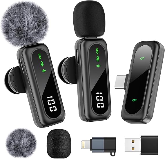 Wireless Lavalier Microphone for Iphone/Android/Pc, Mini Lapel Microphone with Noise Cancellation,Compatible for Video Recording, Vlog, Interviews, Youtube, Tiktok | Mini, Noise Reduction, Video Recording, Vlog/Interviews, YouTube/TikTok