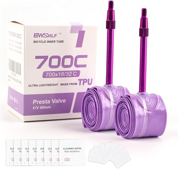 BWSHLF Bike TPU Inner Tube 2pack, 26x1.9/2.3 AV/FV, 27.5/29x1.75/2.125 AV/FV, 700x18C/32C /35C/40C FV, Bicycle TPU Tube Schrader/Presta Valve Ultralight for Mountain/MT/Road/BMX Bike