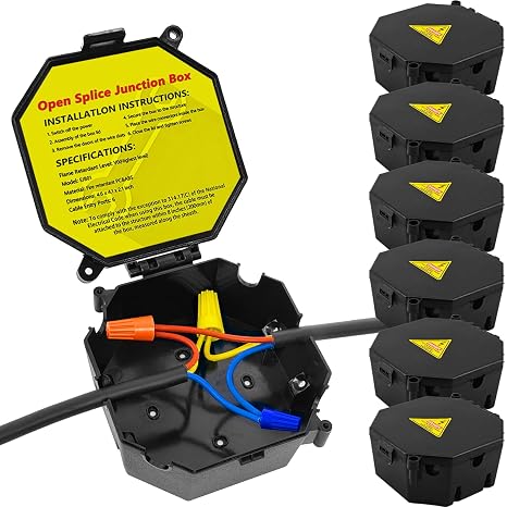 MIARALA Black Open Splice Junction Box (6 Pack)