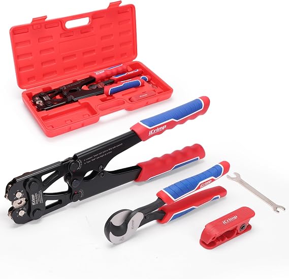 iCrimp Battery Cable Lug Crimping Tool with Wire Cutter and Stripper