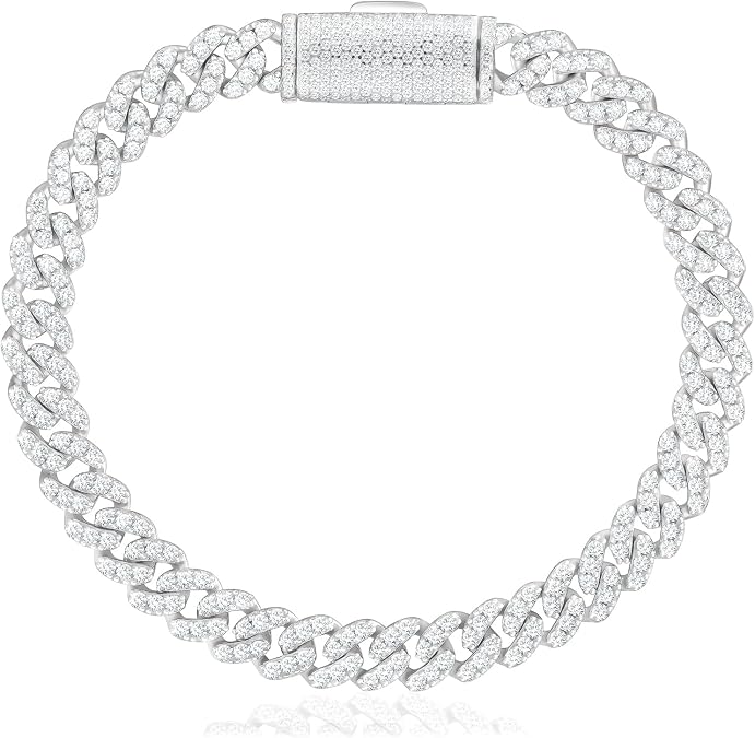 KRKCLIFE Moissanite Cuban Link Chain Bracelet & Necklace for Men Women