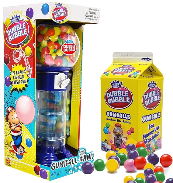 Fruidles - Coin Operated Bubble Gum Machine and Toy Bank -10.50" Inch Tall Spiral Fun Candy Machine Dispenser includes 150 Gum Balls - Great Gift Toys for Girls and Boys