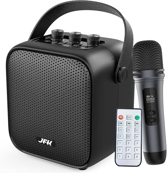 JFH Portable Bluetooth Speaker with Wireless Microphone,80W Peak Speaker with Remote, Bluetooth 5.3 Outdoor Speakers, Wireless Stereo Pairing, Portable Speaker for Party,Home,Travel