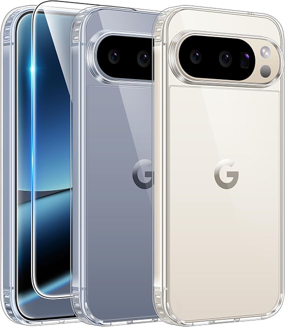 FNTCASE for Google Pixel 10/9 Pro XL Case Clear with Screen Protector