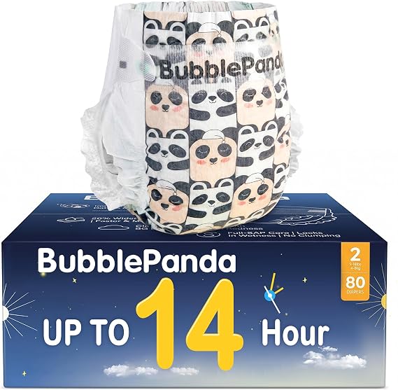 BubblePanda Overnight Diapers Baby Diaper Nighttime Protection Size 2