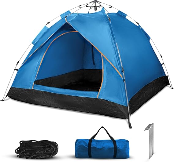 Qisan Hydraulic Dome Tent Automatic Camping Tents 3-4 Person Canopy with Carrying Bag Easy to Set up and Package for Outdoor Garden Backpacking Hiking