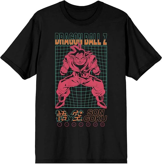 Dragon Ball Z Son Goku Kaio Ken Grid Men's Black T-Shirt