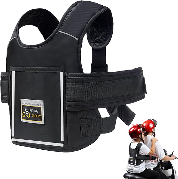 Children's Motorcycle Safety Belts, Age 2-12 Children's Bicycle Rear Seat Belts Fall Protection, Motorcycle Children's Belt Baby Adjustable Reflective with Bag Children's Motorcycle Harness Strap