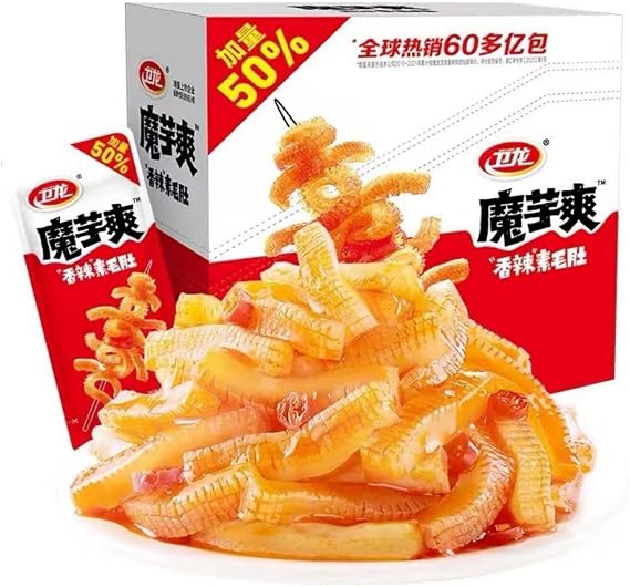 Weilong Konjac Spicy Strips 210g | Low Calorie, High Fibre | Ready to eat, Q-bounce chewy texture, Vegan Asian snack, Ideal for office, lunch box & movie nights