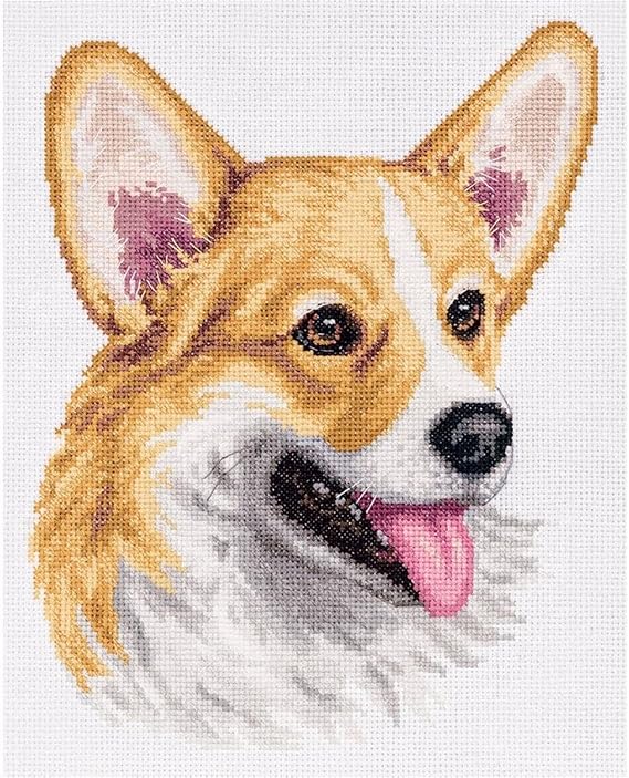 PANNA - Counted Cross Stitch Kit - Welsh Corgi - J-7098-16 Count - Aida - 9.84 x 7.87 inch - DIY kit