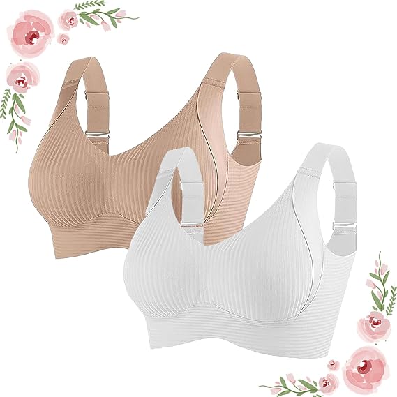 Floralshe Bra,Floralshe Brasier,Women's Solid Color Four Rows Adjustable Wireless Bra,Soft Seamless Full Coverage