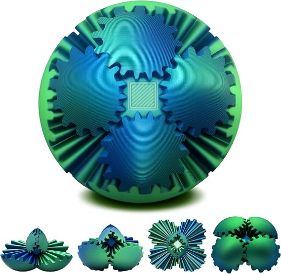 Gear Ball,3D Printed Gear Sphere Fidget Toy(Forest Green, 3.1 Inch) | Sensory Toys Stress and Anxiety Relief,Suitable for Autism and ADHD Fidget Gear Ball,Stocking Stuffers for Adults & Kids Gift