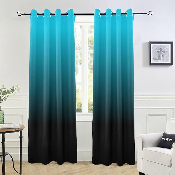 Light Blue Black Blackout Curtains 84" 1 Piece Doorway Curtains for Window Treatments Partition Room Dividers Bathroom Curtains Decor Cortinas para Ventanas Grandes