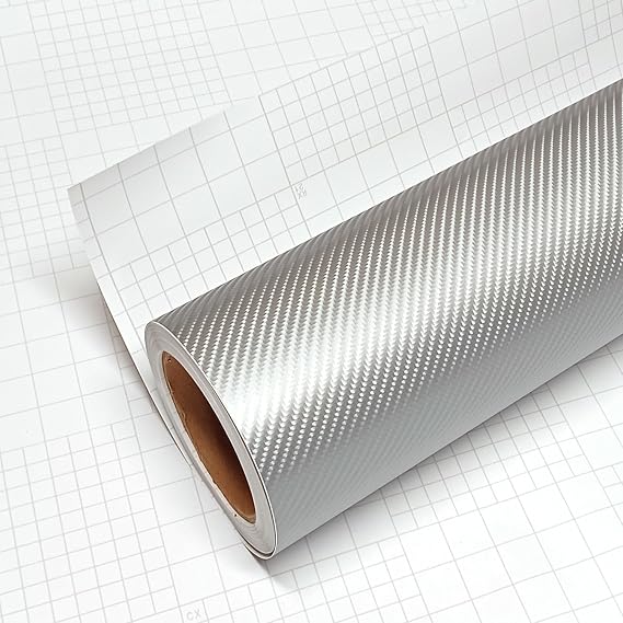 DIYAH 4D Carbon Silver Fiber Vinyl Wrap Sticker with Air Release Bubble Free Anti-Wrinkle (12" x 60" / 1FT x 5FT)