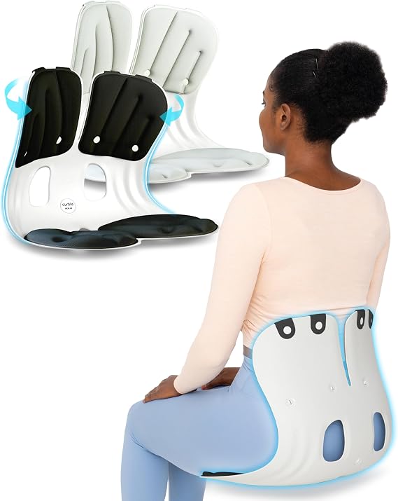 curble Chair [Adult] Ergonomic Back Support Chair, Lumbar Support for Back Posture Corrector and Back Pain Relief, Portable and Perfect for Office Chair and Work Form Home (2 Pack Black Grey)