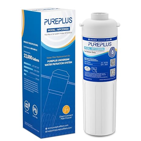 PUREPLUS WFC5300A Under Sink Water Filter, 22000 Gallons, 99.99% Chlorine Reduction, NSF/ANSI Certified, Replacement for WFS5300A Under Counter Water Filtration System