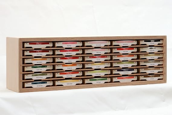 Stamp-n-Storage Standard Ink Pad Holder 30 - Wall Mount Ink Pad Organizer Rack, Holds 30 Full-Size Stamp Pads - Birch Plywood, Made in USA
