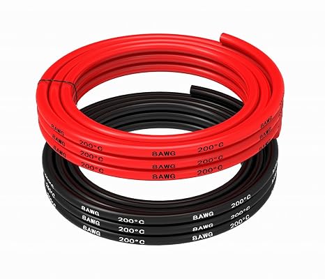 TUOFENG 8 AWG Silicone Wire - Flexible High Temp, Red/Black 10ft