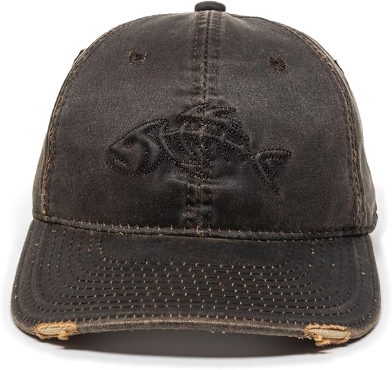 Outdoor Cap Adjustable Closure Bonefish Weathered Cotton Cap, Dark Brown