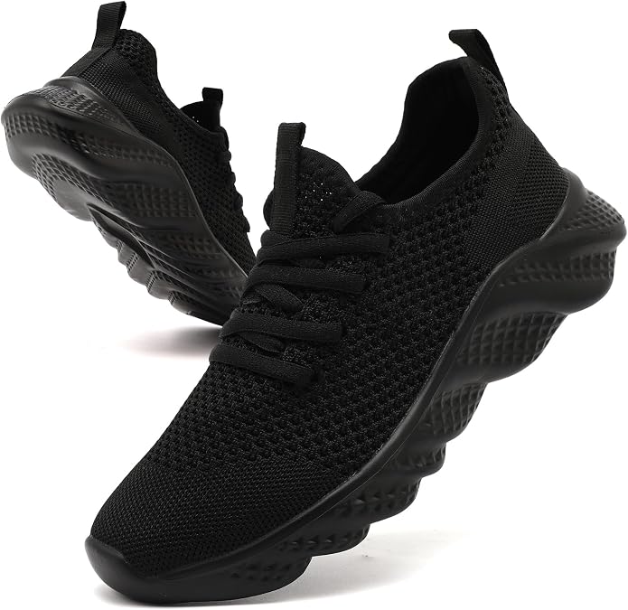 Damyuan Womens Tennis Running Non Slip Lightweight Sneakers, Black, Size8.5 | Breathable|Non Slip|soft|Walking, Jogging, Gym Workout; Casual Athletic Sport Sneakers ,For Daily Outdoor Training