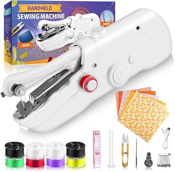 Handheld Sewing Machine, Quick Sewing & Portable Sewing Machine for Beginners, Mini Handheld Sewing Machine with Accessory Kit, Electric Sewing Machine for DIY Home Travel
