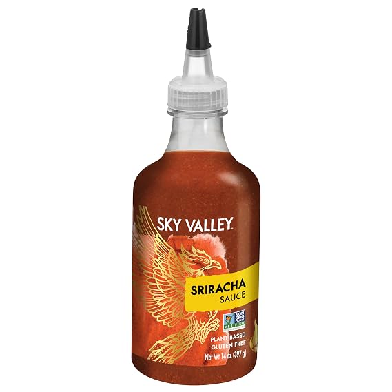 Sky Valley Sriracha Sauce - Hot Sauce, Made with Red Jalapeno Peppers, Gluten Free, Vegan, Non-GMO, Less Than 2g of Sugar per Serving, 5 Calories per Serving - Sriracha Hot Sauce, 14 Oz