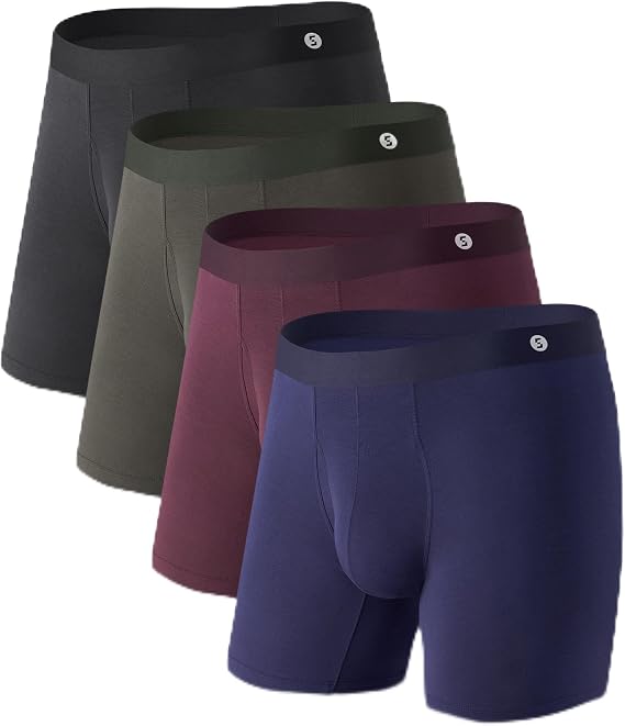 Separatec Independent Separate Pouch Underwear For Men Moisture Wicking Seamless Micro Modal Boxer Briefs with Fly 4 Pack