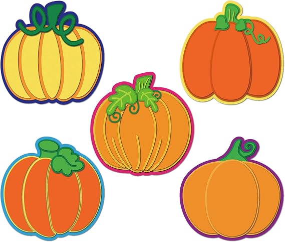 Blulu 40 Pcs Pumpkin Cutouts Bulletin Board Decorations Fall Pumpkin Cut Outs Halloween Thanksgiving Autumn Classroom Bulletin Board Decorations with Glue Point for DIY, 5.9 x 5.9 Inch(Orange)