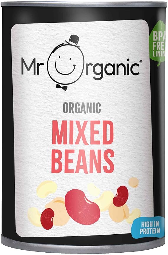 Mr Organic Mixed Beans - 400g, High in Protein & Fibre | Made in-house - No Added Salt - BPA-free Tin - Ideal for Salads & Cooking - Organic & Vegan