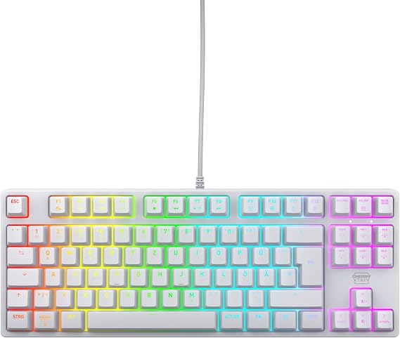 CHERRY XTRFY K4V2 TKL, Wired Gaming Keyboard without Numeric Keypad, German Layout (QWERTZ), RGB Lighting, MX2A Mechanical Switches Red, White