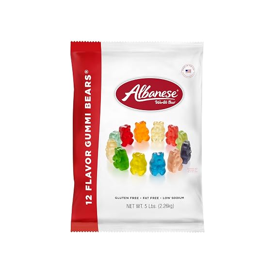 Albanese World's Best 12 Flavor Gummi Bears | 5lbs of Fruit Bulk Candy