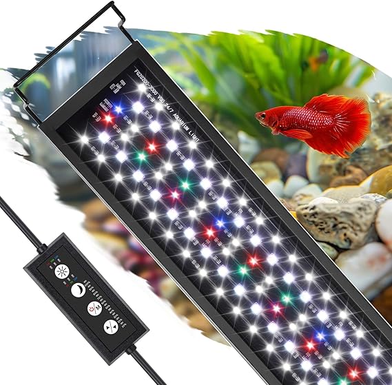 hygger Aquarium Light, Full Spectrum Fish Tank Light, LED Plant Light with Controller, 3 Modes with Timer, 9 Colors, Adjustable 10 Brightness, Extendable Brackets, 16W for 30-45CM Freshwater Tank [Energy Class E]