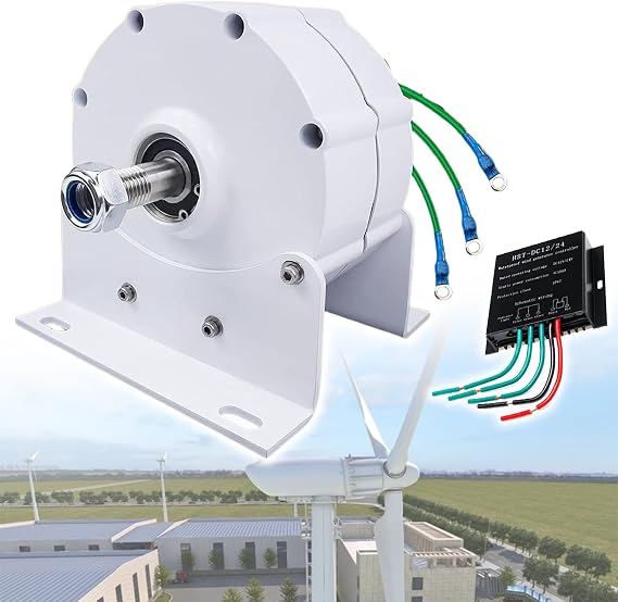 Wind Turbine Alternator 8000W 12v 24v 48v Permanent Magnet Generator with Controller, Low RPM 3 Phase Gearless AC Generator for Wind Turbine,120V