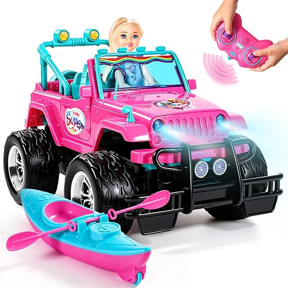 ULOVEME Remote Control Car for Girls with 5.5" Doll & 100Mins Battery