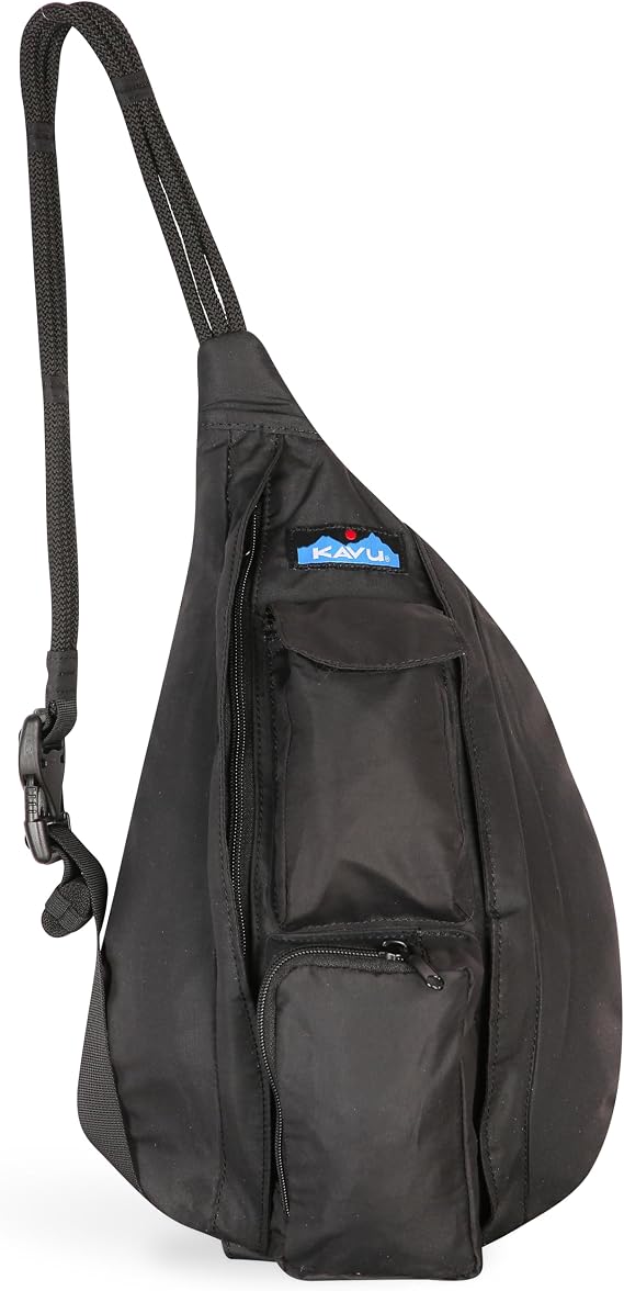 KAVU Mini Slingback Pack with Adjustable Rope Shoulder Strap, Black