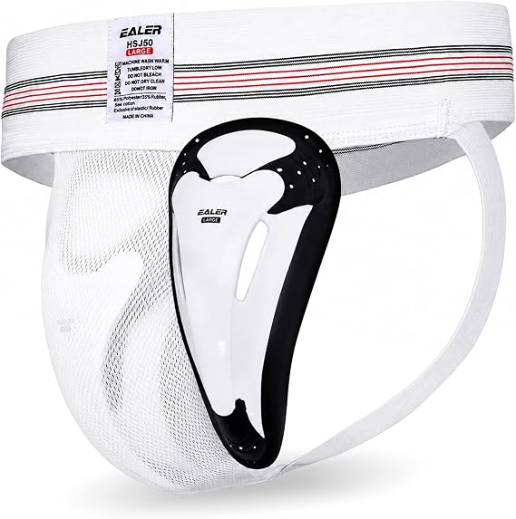 EALER Men's Jockstrap with Cup Included Protective Athletic Supporter for Football, Baseball, Lacrosse, Boxing & More