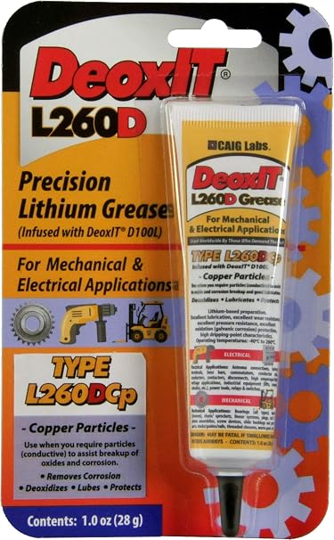 CAIG LABORATORIES, DeoxIT L260-DC1, Lithium Grease with Cleaner/Deoxidizer, Copper Particles, 28g Squeeze Tube, Pack of 1