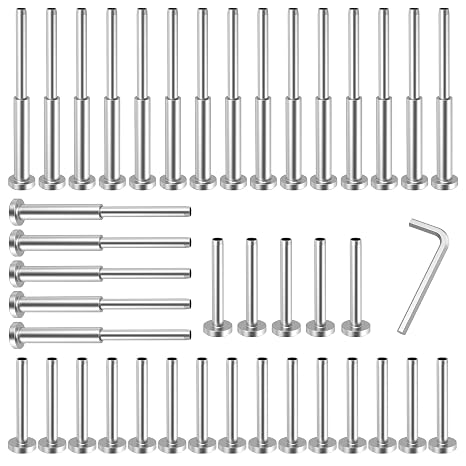 CKE 20 Pairs T316 Invisible Cable Railing Kit, 1/8" Invisible Receiver and Swage Stud End for Cable Railing Deck Stair Railing Threaded End Fitting Receiver Terminal for 2x2, 4x4 Wood Metal Post