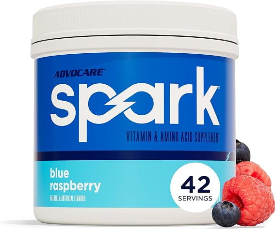 AdvoCare Spark - Energy Drink Mix - Vitamin & Amino Acid Supplement - Supports Energy & Focus - Portable Immune Support - Sugar-Free - Blue Raspberry - 10.5 oz (42 Servings)